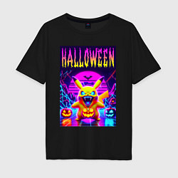 Мужская футболка оверсайз Pikachu - halloween vaporwave