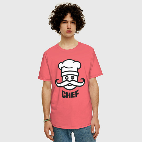 Мужская футболка оверсайз Chef / Коралловый – фото 3