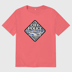 Футболка оверсайз мужская City police, цвет: коралловый