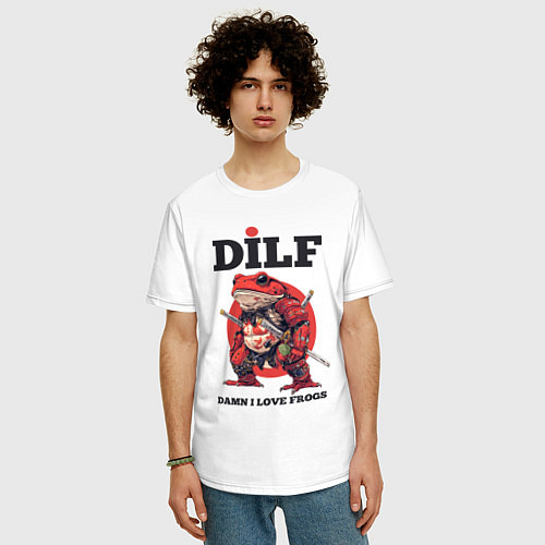 Мужская футболка оверсайз DILF damn I love frogs / Белый – фото 3