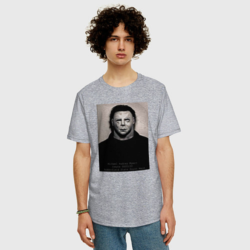 Мужская футболка оверсайз Майкл Майерс магшот / Меланж – фото 3