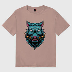 Футболка оверсайз мужская Boar angry, цвет: пыльно-розовый