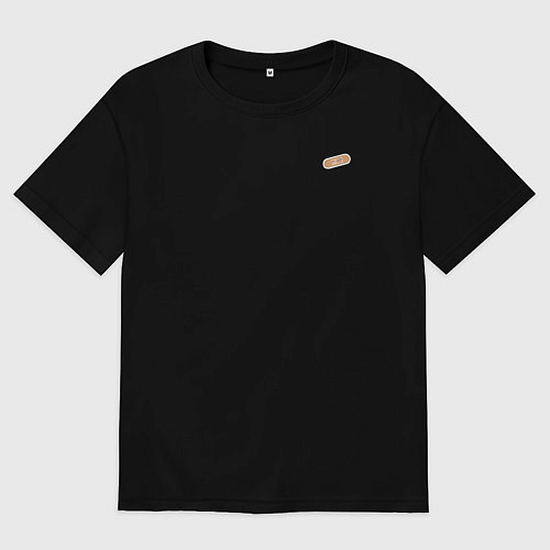 Мужская футболка оверсайз Я в порядке пластырь с надписью / Черный – фото 1