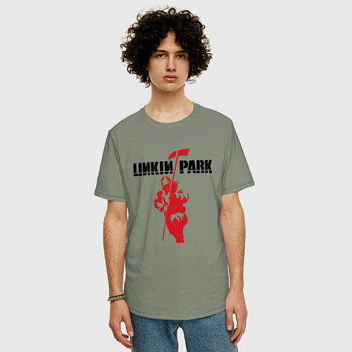 Мужская футболка оверсайз Linkin park rock / Авокадо – фото 3