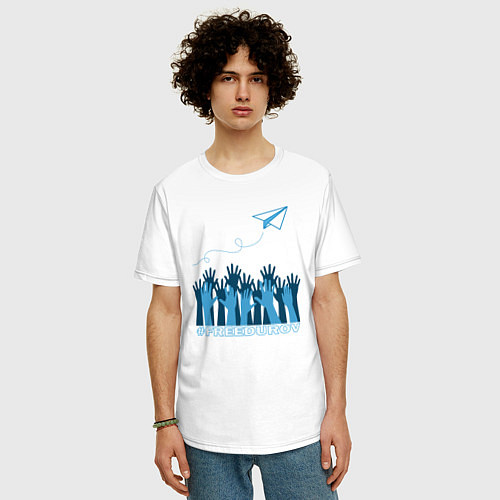 Мужская футболка оверсайз Летящий самолетик / Белый – фото 3