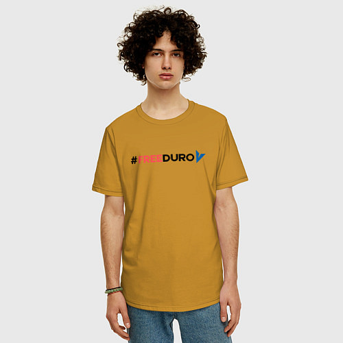 Мужская футболка оверсайз Свободу павлу дурову и телеге / Горчичный – фото 3