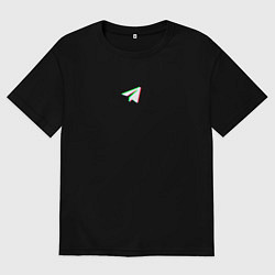 Футболка оверсайз мужская Самолётик телеграм, цвет: черный