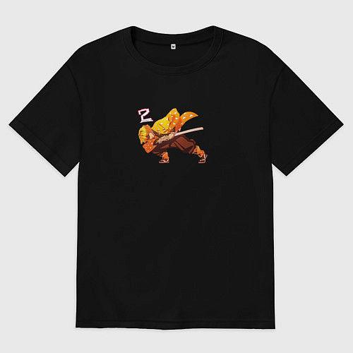 Мужская футболка оверсайз Аниме Клинок рассекающий демонов / Черный – фото 1