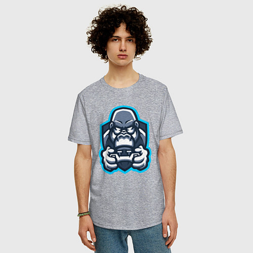 Мужская футболка оверсайз Gamer monkey / Меланж – фото 3