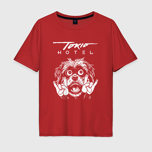 Мужская футболка оверсайз Tokio Hotel rock dog / Красный – фото 1