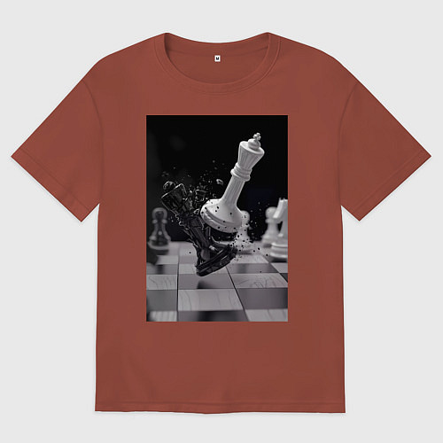 Мужская футболка оверсайз Шахматы эстетика / Кирпичный – фото 1