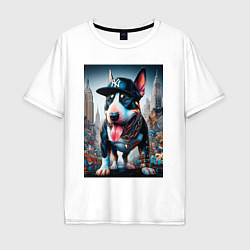 Мужская футболка оверсайз Funny bull terrier in New York - ai art