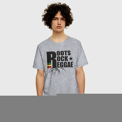 Мужская футболка оверсайз Корни рок регги / Меланж – фото 3