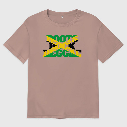 Мужская футболка оверсайз Roots rock reggae / Пыльно-розовый – фото 1