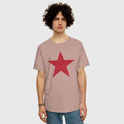 Мужская футболка оверсайз USSR red star / Пыльно-розовый – фото 3