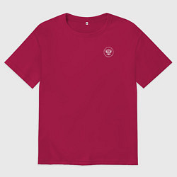 Футболка оверсайз мужская Сокрушу пред ним врагов его герб белый на узорном, цвет: маджента