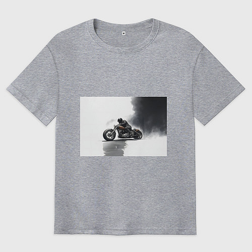 Мужская футболка оверсайз Крутой байкер скетч / Меланж – фото 1