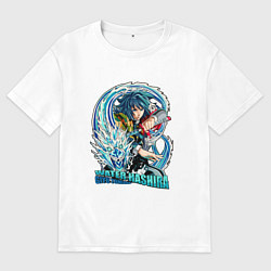 Футболка оверсайз мужская Клинок рассекающий демонов Гиа Тамиока водяной сто, цвет: белый