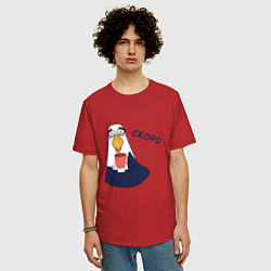 Футболка оверсайз мужская Орел с надписью скоро, цвет: красный — фото 2