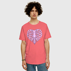 Футболка оверсайз мужская Break my bones, цвет: коралловый — фото 2