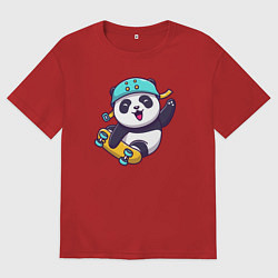 Футболка оверсайз мужская Skater panda, цвет: красный
