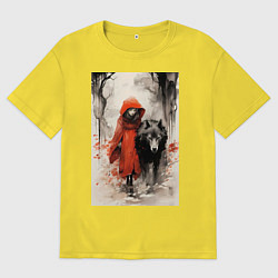 Футболка оверсайз мужская Красная шапочка с волком, цвет: желтый