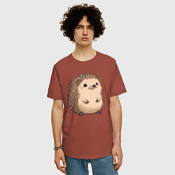 Футболка оверсайз мужская Ёжик арт, цвет: кирпичный — фото 2