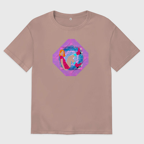 Мужская футболка оверсайз Девушка на роликах / Пыльно-розовый – фото 1