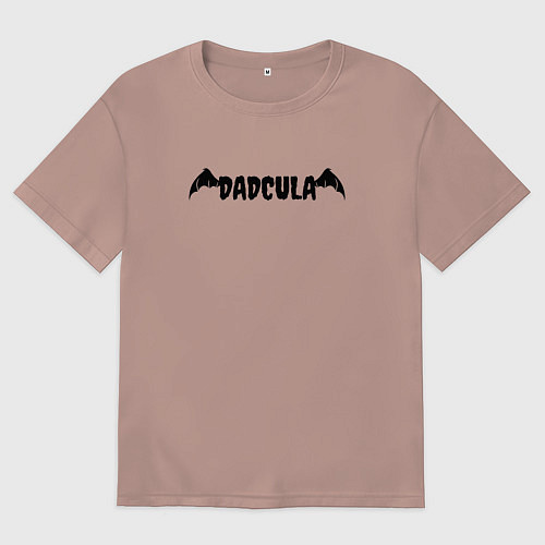 Мужская футболка оверсайз Dadcula - папа Дракула / Пыльно-розовый – фото 1