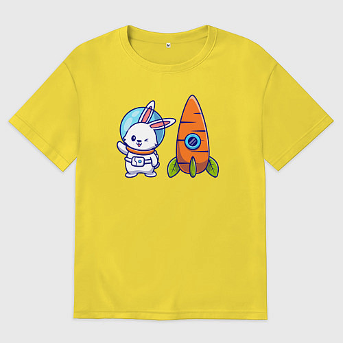 Мужская футболка оверсайз Зайка астронавт / Желтый – фото 1