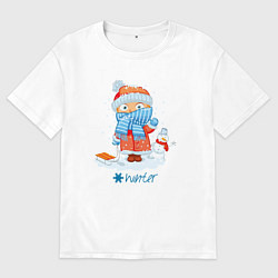 Футболка оверсайз мужская Зима привет, цвет: белый