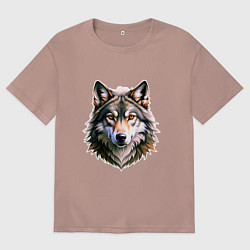 Футболка оверсайз мужская Серьёзный волчара, цвет: пыльно-розовый