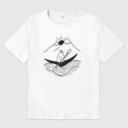 Футболка оверсайз мужская Мишка в лодке, цвет: белый