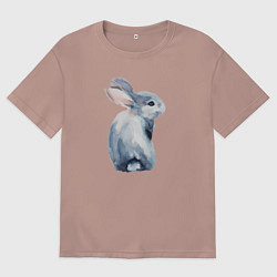 Футболка оверсайз мужская Кролик арт, цвет: пыльно-розовый