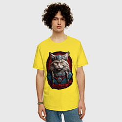Футболка оверсайз мужская Кот викинг, цвет: желтый — фото 2