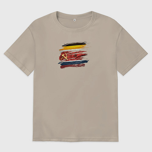 Мужская футболка оверсайз Мы были, есть и будем / Миндальный – фото 1