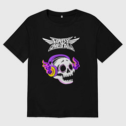 Футболка оверсайз мужская Babymetal - неоновый череп, цвет: черный