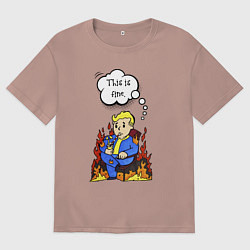 Футболка оверсайз мужская Vault boy in the fire, цвет: пыльно-розовый