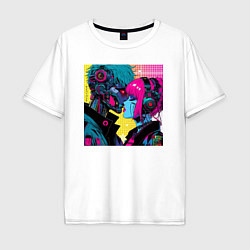 Футболка оверсайз мужская Cyber love - pop art fantasy, цвет: белый