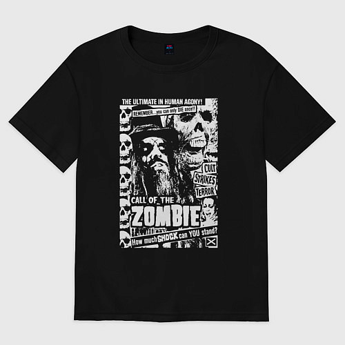 Мужская футболка оверсайз Rob zombie skulls / Черный – фото 1