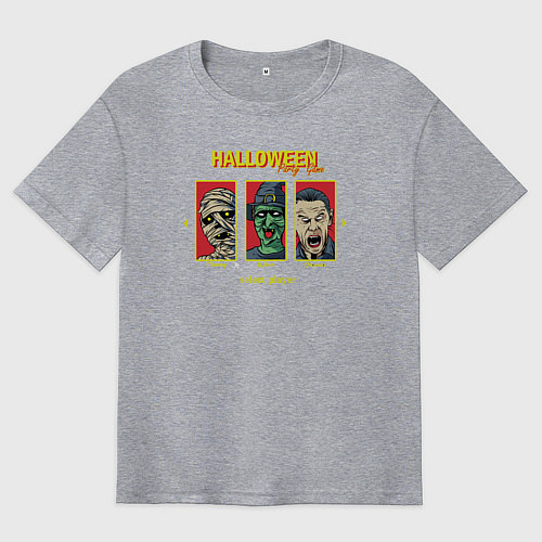 Мужская футболка оверсайз Halloween players / Меланж – фото 1