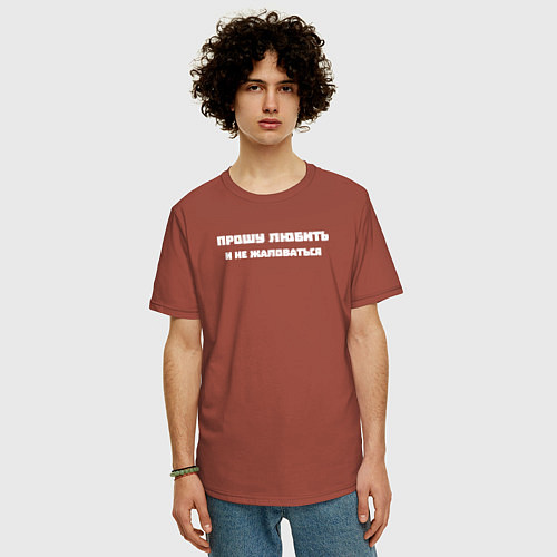 Мужская футболка оверсайз Прошу любить и не жаловаться / Кирпичный – фото 3