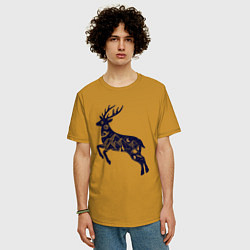 Футболка оверсайз мужская Космический олень, цвет: горчичный — фото 2
