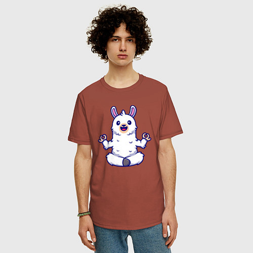 Мужская футболка оверсайз Йога альпака / Кирпичный – фото 3