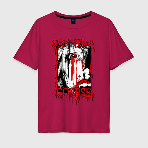 Мужская футболка оверсайз Cannibal corpse - woman face / Маджента – фото 1