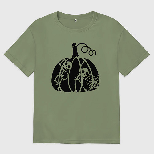 Мужская футболка оверсайз Скелеты в тыкве / Авокадо – фото 1