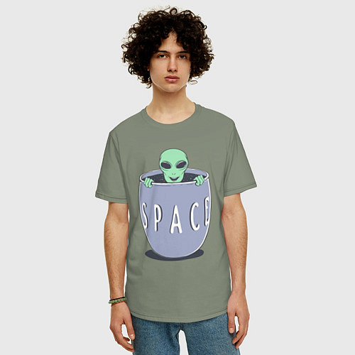 Мужская футболка оверсайз Космический пришелец / Авокадо – фото 3