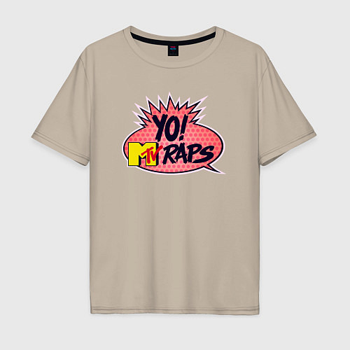 Мужская футболка оверсайз Yo raps / Миндальный – фото 1