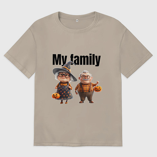 Мужская футболка оверсайз Моя семья / Миндальный – фото 1