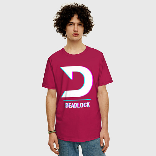 Мужская футболка оверсайз Deadlock в стиле glitch и баги графики / Маджента – фото 3
